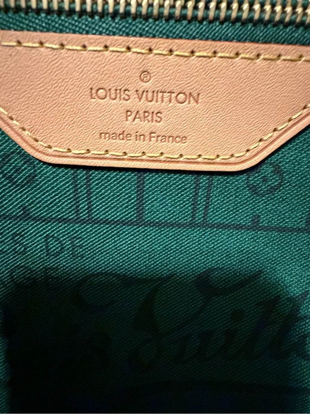 Louis Vuitton Neverfull GM Monogram Tote with Green Stripe personalized 100%auth